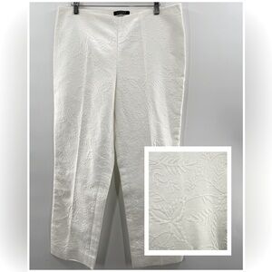 Lauren Ralph Lauren 100% Cotton Embossed Floral Side Zip White Cropped Pants 12